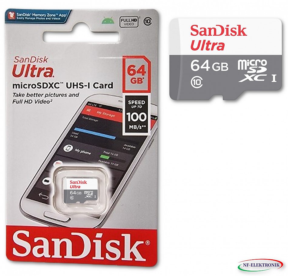 64GB SanDisk ULTRA micro SD Speicherkarte Original 64 GB memory card 100MB/s