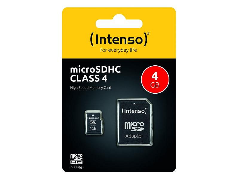 Intenso Micro sd SDHC 4 GB Speicherkarte Karte 4GB Class 4 inkl. SD Adapter