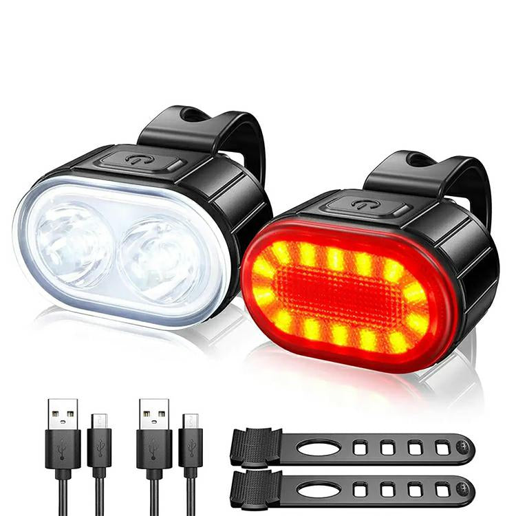 USB LED Akku Fahrrad Licht Beleuchtung Set Wasserdicht Li-Ionen Rücklicht Lampe