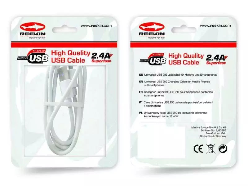 Reekin PD QuickCharge Schnellladekabel 20W USB-C - Lightning 1 Meter (Weiß)