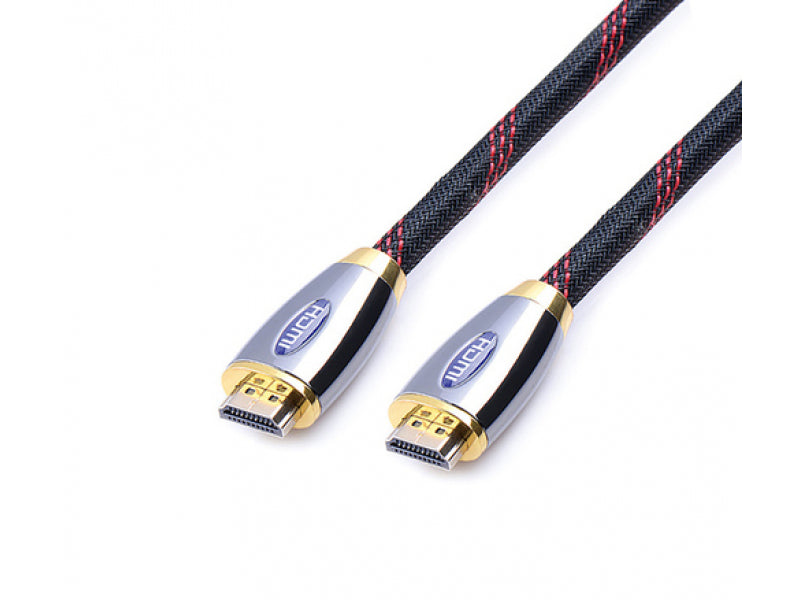Reekin HDMI Kabel - 1 0 Meter - FULL HD Metal Grey/Gold (Hi-Speed w. Eth.)