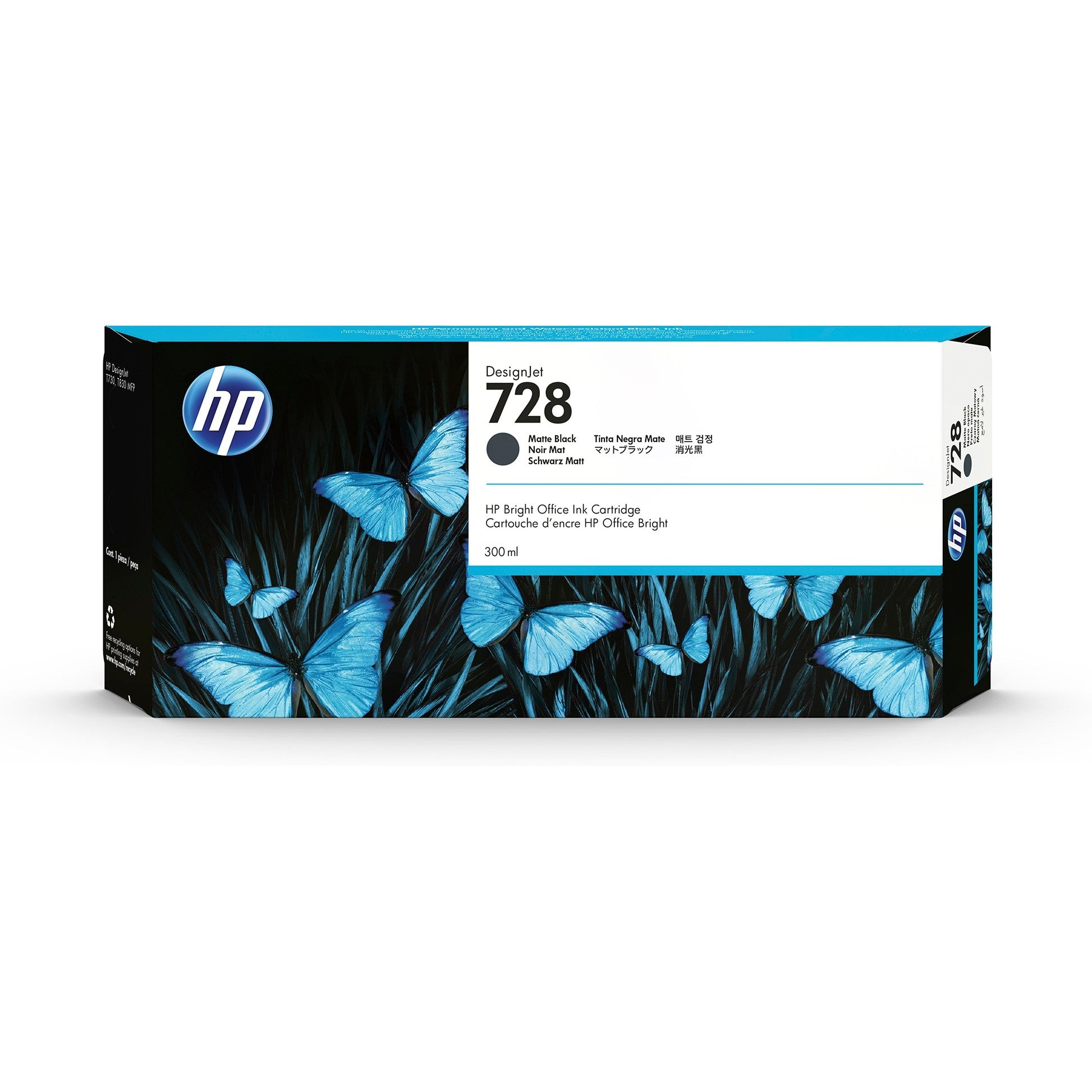 HP Druckerpatrone Tintenpatrone 728 F9J68A Schwarz Matt