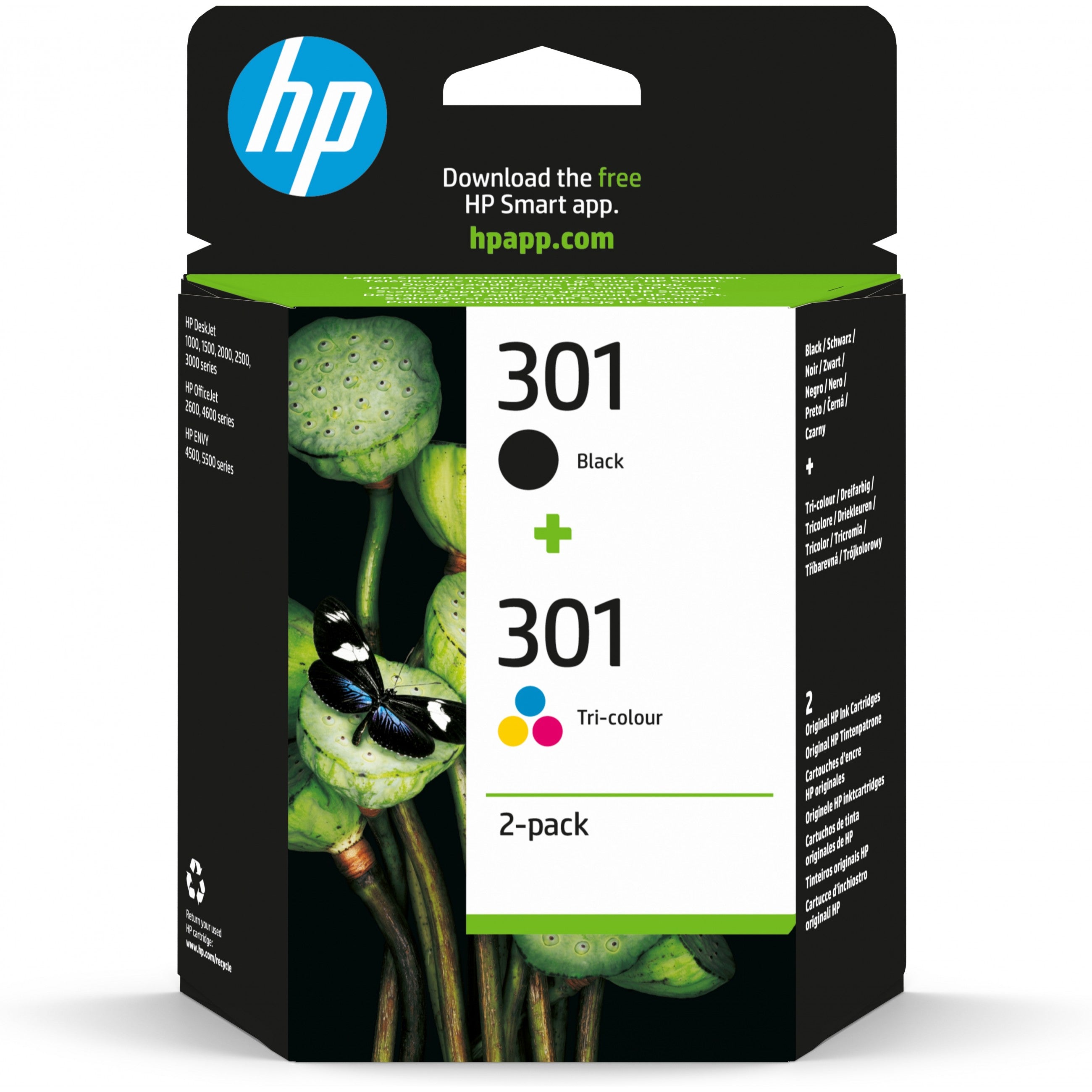 HP Druckerpatrone Tintenpatrone 301 N9J72AE Combo 2er Pack Schwarz & Color (Cyan/Magenta/Gelb)