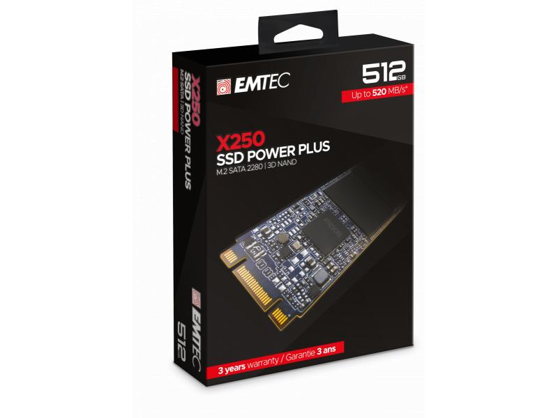 Emtec Interne SSD X250 512GB M.2 SATA III 3D NAND 520MB/sec ECSSD512GX250