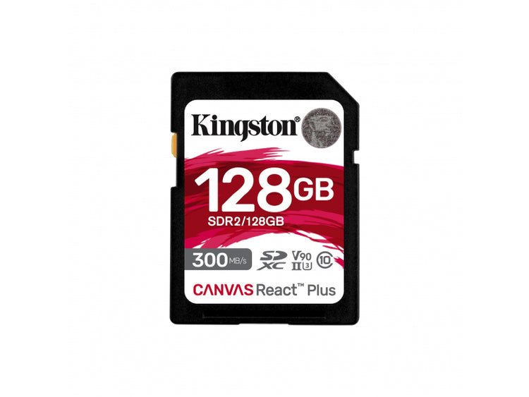 Kingston 128GB Canvas React Plus SDXC UHS-II 300R/260W U3 V90 SDR2/128GB