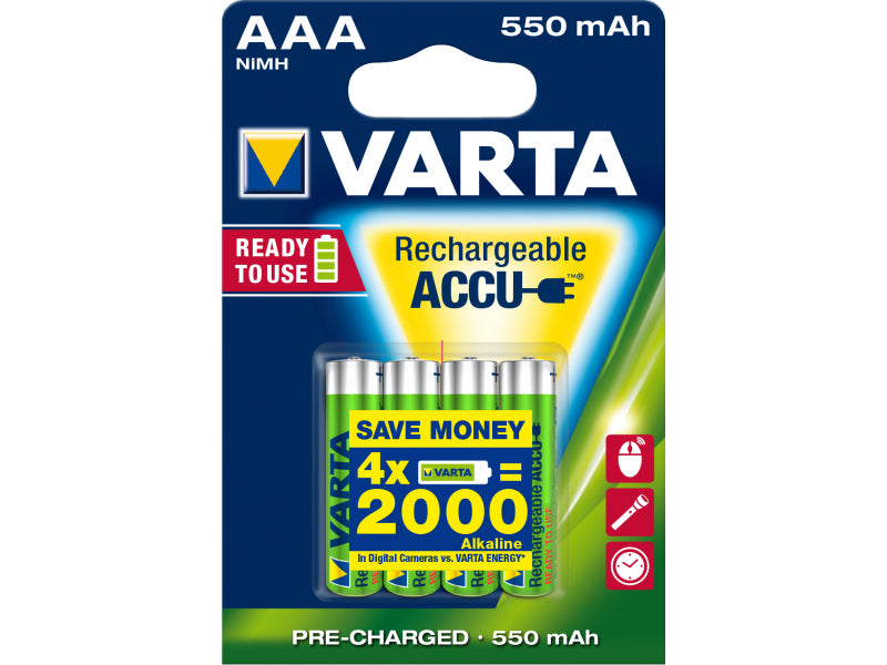 Varta Akku Micro  AAA  HR03  1.2V/550mAh Accu Power (4-Pack)